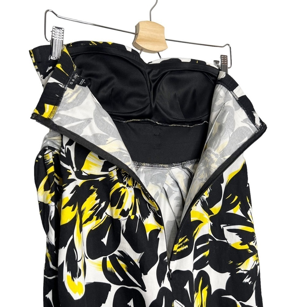 Snap Strapless Black, White, Yellow Floral Cocktail Party Dress - Picture 9 of 13